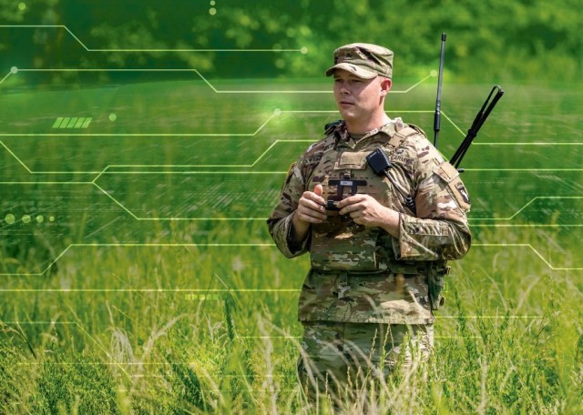 Soldier navigates using Dismounted Assured PNT system (DAPS) (U.S. Army) Soldier navigates using Dismounted Assured PNT system (DAPS) (U.S. Army)